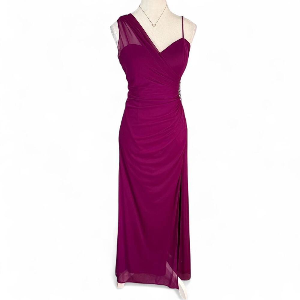 Cache purple maxi dress with slit size large (10) beautiful sexy gown hoco
